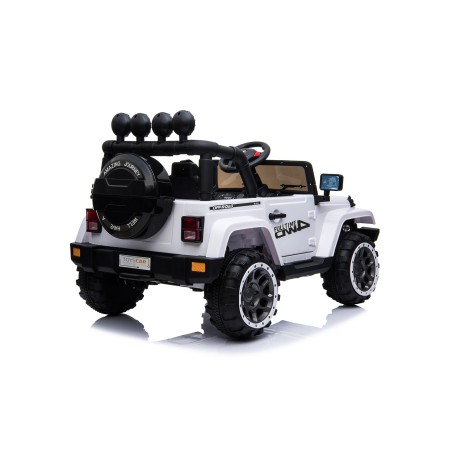 Auto Elettrica Jeep Adventure 12V - Ruote in Gomma e Sedili in Pelle Telecomando Mp3 Bianca|Toys Car