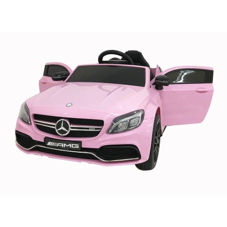 Auto Elettrica per Bambini 12V Mercedes C63 AMG Rosa Porte Apribili con telecomando|Toys Car