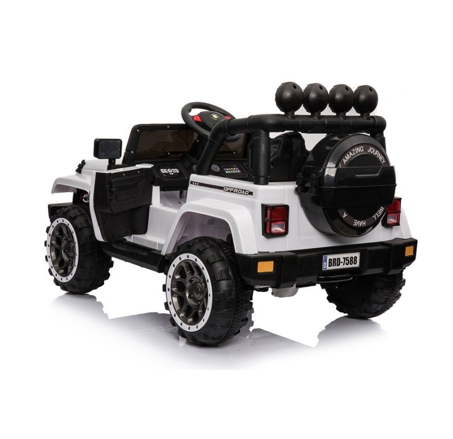 Auto Elettrica Jeep Adventure 12V - Ruote in Gomma e Sedili in Pelle Telecomando Mp3 Bianca|Toys Car