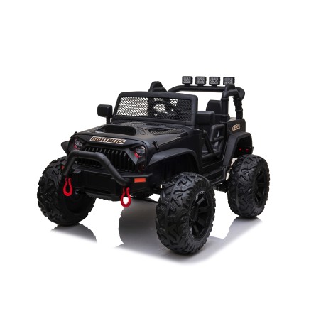 Auto Macchina Elettrica Fuoristrada Big Adventure 24V Nera per Bambini 2 Posti RUOTE IN GOMMA Full Optional sedile in pelle tele|Toys Car