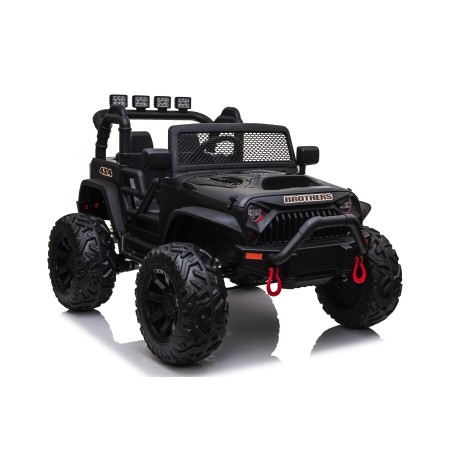Auto Macchina Elettrica Fuoristrada Big Adventure 24V Nera per Bambini 2 Posti RUOTE IN GOMMA Full Optional sedile in pelle tele|Toys Car