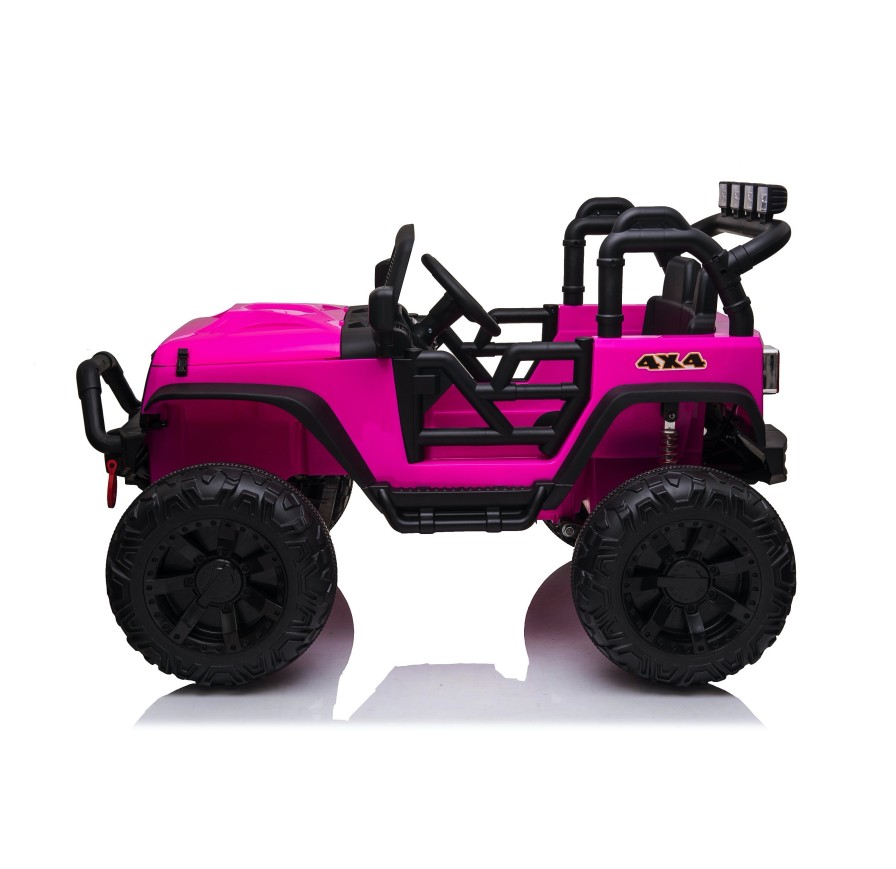 Auto Macchina Elettrica Fuoristrada Big Adventure 24V Rosa per Bambini 2 RUOTE IN GOMMA Posti Full Optional sedile in pelle tele|Toys Car