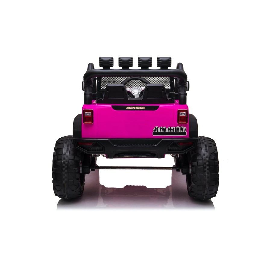 Auto Macchina Elettrica Fuoristrada Big Adventure 24V Rosa per Bambini 2 RUOTE IN GOMMA Posti Full Optional sedile in pelle tele|Toys Car