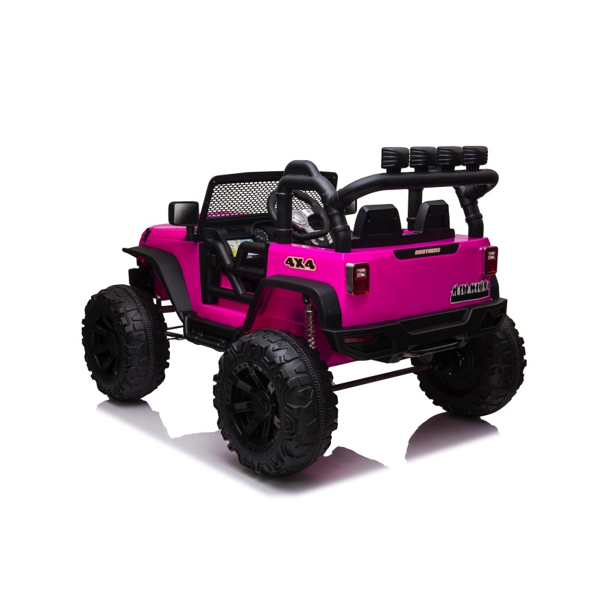 Auto Macchina Elettrica Fuoristrada Big Adventure 24V Rosa per Bambini 2 RUOTE IN GOMMA Posti Full Optional sedile in pelle tele|Toys Car