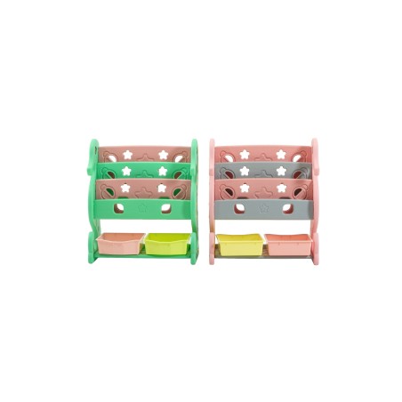 Scaffale per Giocattoli Portagiochi Mobiletto Multi Ripiano per Bambini con ceste H88 x L77x P36|Toys Car