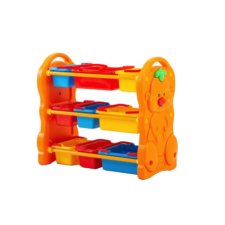 Scaffale per Giocattoli Portagiochi Mobiletto Multi Ripiano per Bambini con 9 ceste H95 x L79 x P42|Toys Car