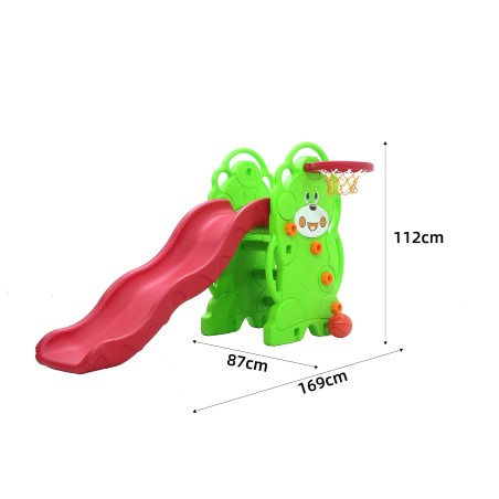 Scivolo Per bambini Esterni Interno Giardino Con Basket Multifunzione H110 X L170 X L85 Orsetti Alta Resistenza Eco-Friendly|Toys Car