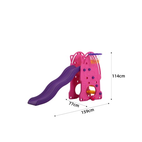 Scivolo Per bambini Esterni Interno Giardino Con Basket Multifunzione H114 X L159 X L77 BabyPink Alta Resistenza Eco-Friendly|Toys Car