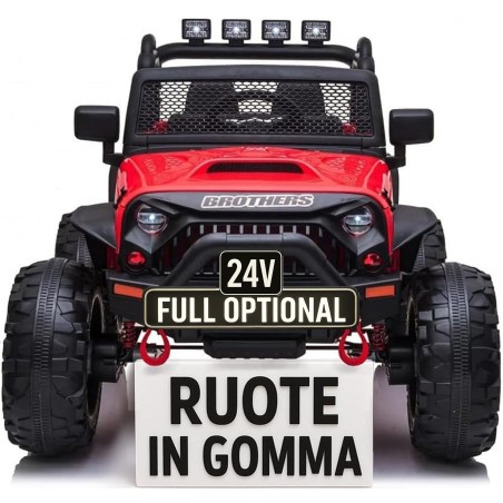 Auto Macchina Elettrica Fuoristrada Big Adventure 24V Rossa per Bambini 2 Posti Full Optional sedile in pelle telecomando porte|Toys Car