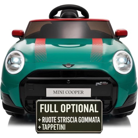 Auto Elettrica per Bambini Mini Cooper S Cabrio 12V Full Optional Sedile in Pelle Porte Apribili Telecomando Tappetino (Verde)|Toys Car
