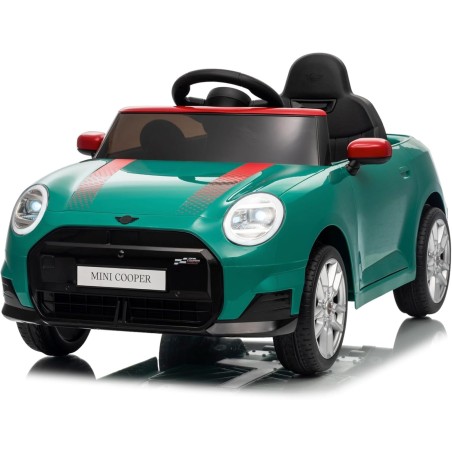 Auto Elettrica per Bambini Mini Cooper S Cabrio 12V Full Optional Sedile in Pelle Porte Apribili Telecomando Tappetino (Verde)|Toys Car