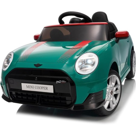 Auto Elettrica per Bambini Mini Cooper S Cabrio 12V Full Optional Sedile in Pelle Porte Apribili Telecomando Tappetino (Verde)|Toys Car