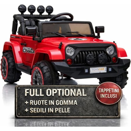 Auto Elettrica per Bambini Fuoristrada Adventure 12V MP3 Led Telecomando Sedili in Pelle Ruote in Gomma Rossa|Toys Car