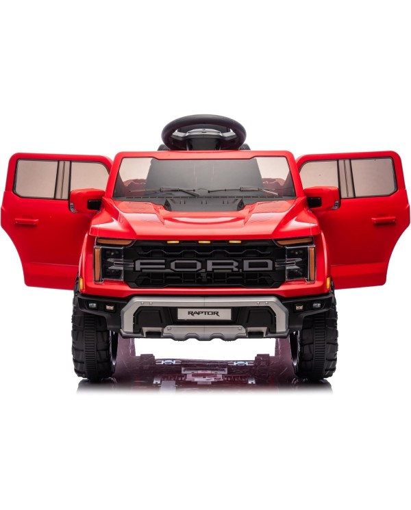 Auto Elettrica Bambini Ford Raptor 12V con Telecomando Porte Apribili, Bluetooth Luci LED e TAPPETINI Inclusi (Rossa)|Toys Car