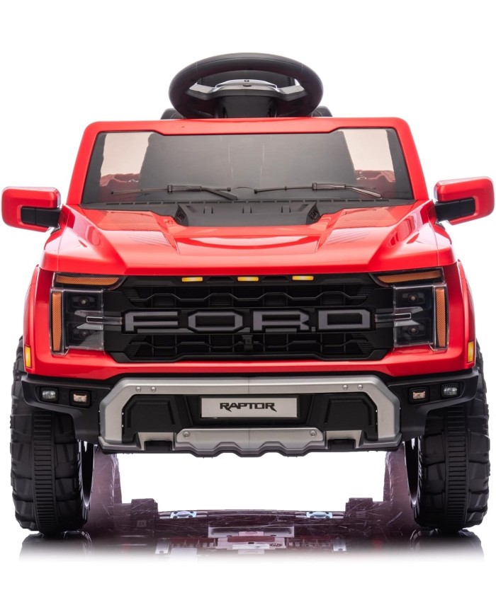Auto Elettrica Bambini Ford Raptor 12V con Telecomando Porte Apribili, Bluetooth Luci LED e TAPPETINI Inclusi (Rossa)