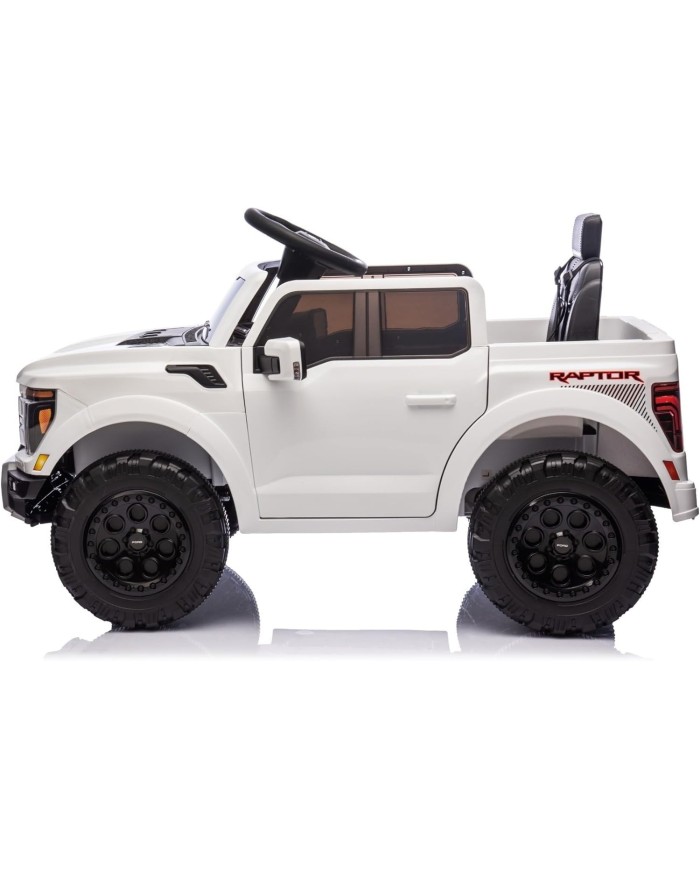 Auto Elettrica Bambini Ford Raptor 12V con Telecomando Porte Apribili, Bluetooth Luci LED e TAPPETINI Inclusi (Bianca)