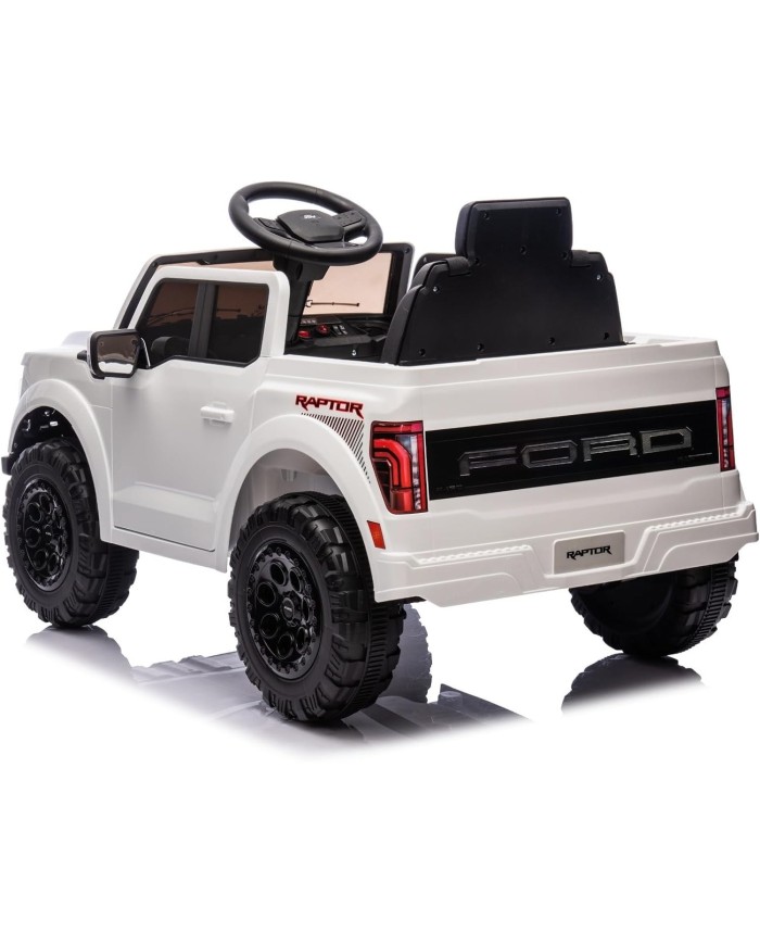 Auto Elettrica Bambini Ford Raptor 12V con Telecomando Porte Apribili, Bluetooth Luci LED e TAPPETINI Inclusi (Bianca)