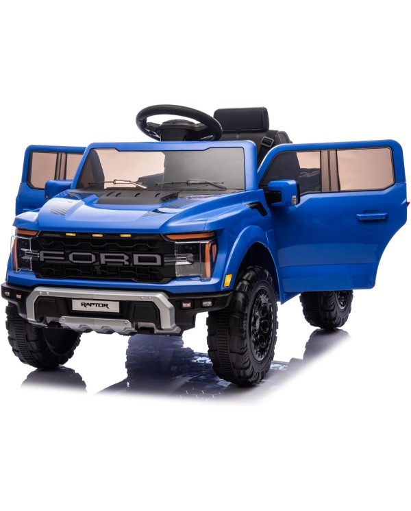 Auto Elettrica Bambini Ford Raptor 12V con Telecomando Porte Apribili, Bluetooth Luci LED e TAPPETINI Inclusi (Blue)|Toys Car