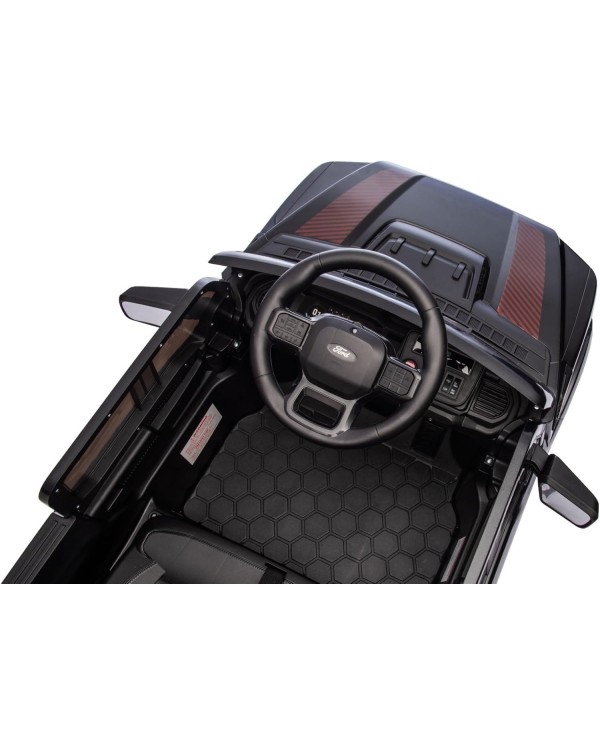 Auto Elettrica Bambini Ford Raptor 12V con Telecomando Porte Apribili, Bluetooth Luci LED e TAPPETINI Inclusi (Black)|Toys Car