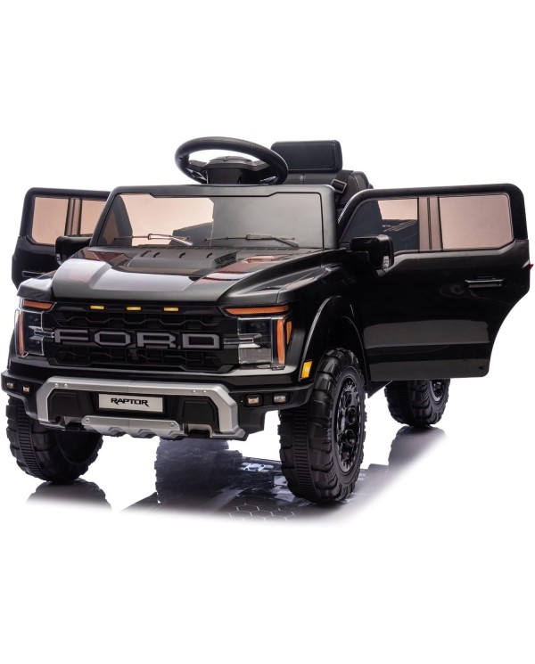Auto Elettrica Bambini Ford Raptor 12V con Telecomando Porte Apribili, Bluetooth Luci LED e TAPPETINI Inclusi (Black)|Toys Car