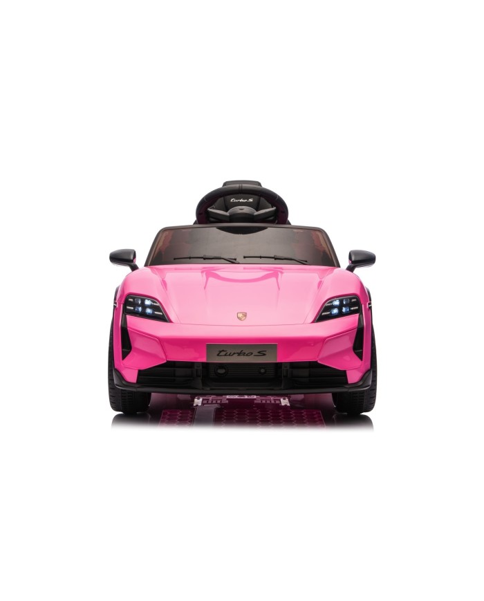 Auto Elettrica Bambini 12V Porsche Taycan Turbo S con Telecomando Porte Apribili, Bluetooth Luci LED e Tappetini Rosa|Toys Car