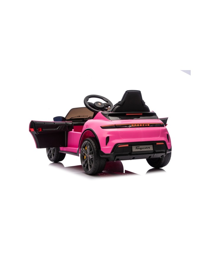 Auto Elettrica Bambini 12V Porsche Taycan Turbo S con Telecomando Porte Apribili, Bluetooth Luci LED e Tappetini Rosa|Toys Car