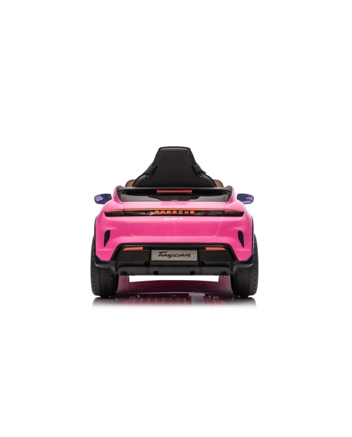 Auto Elettrica Bambini 12V Porsche Taycan Turbo S con Telecomando Porte Apribili, Bluetooth Luci LED e Tappetini Rosa|Toys Car