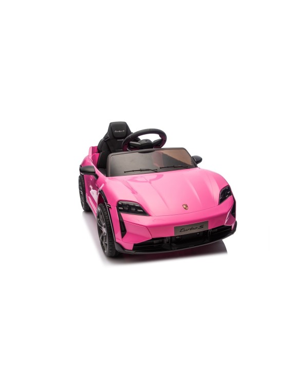 Auto Elettrica Bambini 12V Porsche Taycan Turbo S con Telecomando Porte Apribili, Bluetooth Luci LED e Tappetini Rosa|Toys Car