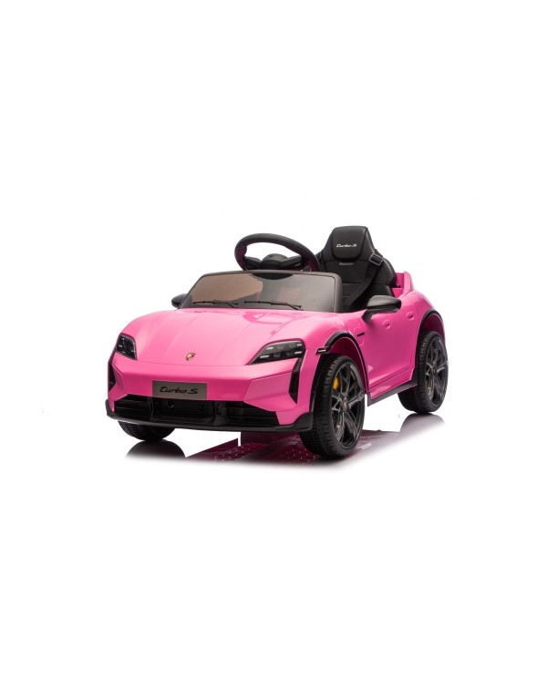 Auto Elettrica Bambini 12V Porsche Taycan Turbo S con Telecomando Porte Apribili, Bluetooth Luci LED e Tappetini Rosa|Toys Car