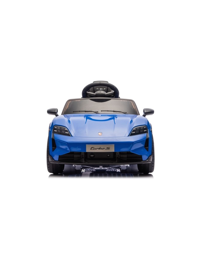 Auto Elettrica Bambini 12V Porsche Taycan Turbo S con Telecomando Porte Apribili, Bluetooth Luci LED e Tappetini Blu|Toys Car