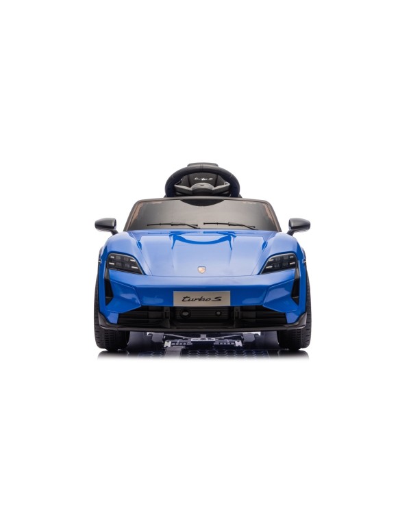 Auto Elettrica Bambini 12V Porsche Taycan Turbo S con Telecomando Porte Apribili, Bluetooth Luci LED e Tappetini Blu|Toys Car