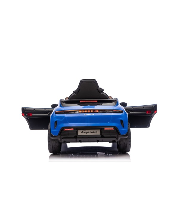 Auto Elettrica Bambini 12V Porsche Taycan Turbo S con Telecomando Porte Apribili, Bluetooth Luci LED e Tappetini Blu|Toys Car