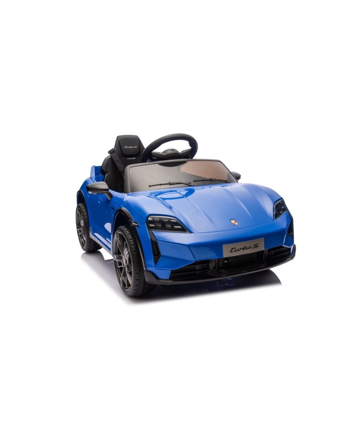 Auto Elettrica Bambini 12V Porsche Taycan Turbo S con Telecomando Porte Apribili, Bluetooth Luci LED e Tappetini Blu|Toys Car