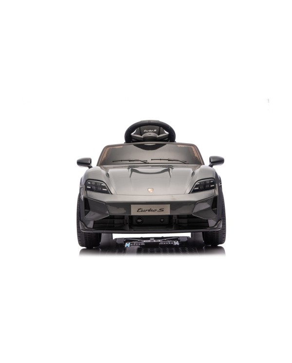 Auto Elettrica Bambini 12V Porsche Taycan Turbo S con Telecomando Porte Apribili, Bluetooth Luci LED e Tappetini Nera|Toys Car