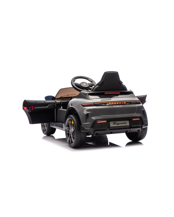 Auto Elettrica Bambini 12V Porsche Taycan Turbo S con Telecomando Porte Apribili, Bluetooth Luci LED e Tappetini Nera|Toys Car