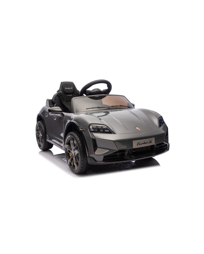 Auto Elettrica Bambini 12V Porsche Taycan Turbo S con Telecomando Porte Apribili, Bluetooth Luci LED e Tappetini Nera|Toys Car