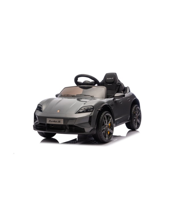 Auto Elettrica Bambini 12V Porsche Taycan Turbo S con Telecomando Porte Apribili, Bluetooth Luci LED e Tappetini Nera|Toys Car