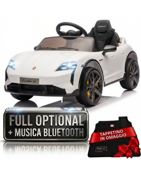 Auto Elettrica Bambini 12V Porsche Taycan Turbo S con Telecomando Porte Apribili, Bluetooth Luci LED e Tappetini|Toys Car