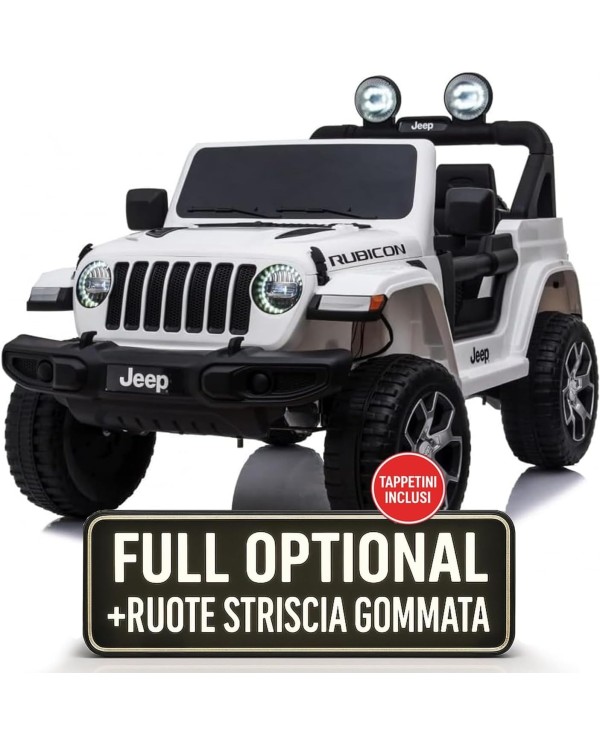 Auto Macchina Elettrica Jeep Wrangler Rubicon 12V per Bambini porte apribili Con telecomando Full accessori (Bianca)|Toys Car