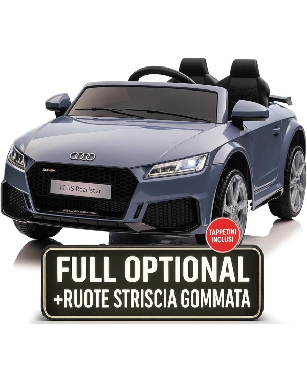 Auto Macchina Elettrica per Bambini 12V Audi TT RS 6 Sedile Pelle con Telecomando Grigio Blue|Toys Car